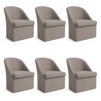Kit 6 Poltronas Decorativas Malli Linho - Pallazio Cor:Cappuccino