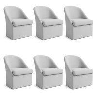 Kit 6 Poltronas Decorativas Malli Boucle - Pallazio Cor:Cinza