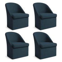 Kit 4 Poltronas Decorativa Malli Veludo - Pallazio Cor:Azul Marinho
