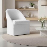 Poltrona Decorativa Para Sala de Estar Malli Bouclê - Pallazio Cor:Off White