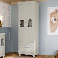 Guarda-roupa Infantil 62cm 2 Portas com Vidro e 2 Gavetas Ternura Multimóveis MP4476 - Off White