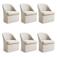 Kit 6 Poltronas Decorativa Malli Veludo - Pallazio Cor:Bege