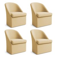 Kit 4 Poltronas Decorativas Malli Boucle - Pallazio Cor:Caramelo