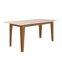 Mesa de Jantar Liz Tampo Sem Vidro 160cm Carvalho/Off White - Pallazio