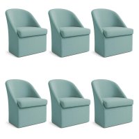 Kit 6 Poltronas Decorativas Malli Boucle - Pallazio Cor:Azul Turquesa
