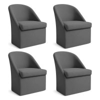 Kit 04 Poltronas Decorativas Malli Suede - Pallazio Cor:Grafite