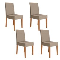 Kit 4 Cadeiras de Jantar Josi Suede Bege Base Freijó