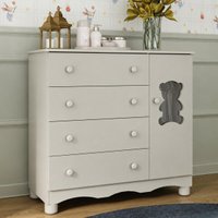 Cômoda Infantil 95cm 1 Porta com Vidro e 4 Gavetas Ternura Multimóveis MP4479 - Off White