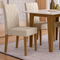 Kit 2 Cadeiras de Jantar Jade Suede Bege Base Carvalho - Pallazio