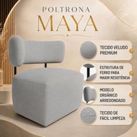 Poltrona Decorativa Orgânica Mariana Veludo Ferro Preto Cor:Grafite