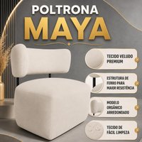 Poltrona Decorativa Orgânica Mariana Veludo Ferro Preto Cor:Bege