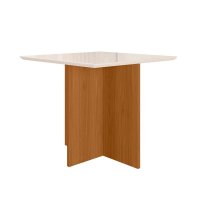 Mesa de Jantar Helô Tampo Com Vidro 90cm Freijó/Off White - Pallazio