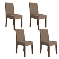 Kit 4 Cadeiras de Jantar Josi Suede Capuccino Base Amêndoa