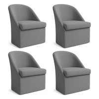 Kit 4 Poltronas Decorativas Malli Boucle - Pallazio Cor:Grafite