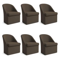Kit 6 Poltronas Decorativas Malli Linho - Pallazio Cor:Marrom
