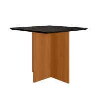 Mesa de Jantar Helô Tampo Com Vidro 90cm Freijó/Grafite/Preto - Pallazio