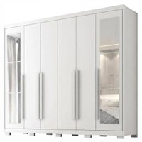 Guarda Roupa Casal 6 Portas Com Espelho MDF Platina 236 cm Branco Absoluto ZANZ