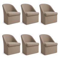 Kit 06 Poltronas Decorativas Malli Suede - Pallazio Cor:Capuccino