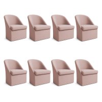 Kit 8 Poltronas Decorativas Malli Boucle - Pallazio Cor:Rosa
