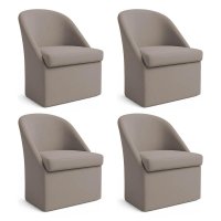 Kit 4 Poltronas Decorativas Malli Linho - Pallazio Cor:Cappuccino