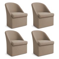 Kit 04 Poltronas Decorativas Malli Suede - Pallazio Cor:Capuccino