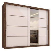 Guarda Roupa Casal 2 Portas de Correr Com Espelho Imperio 272 cm Jacaranda Off White ZANZ