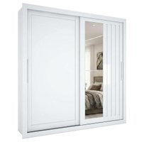 Guarda Roupa Casal 2 Portas de Correr Com Espelho Trian 220 cm Branco Absoluto ZANZ