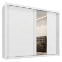 Guarda Roupa Casal 2 Portas de Correr Com Espelho Imperio 272 cm Branco Absoluto ZANZ