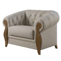 Poltrona Decorativa Capitone Milano Pes Madeira Linho TCS 701 MOLL