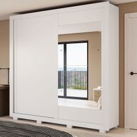 Guarda-Roupa Casal Nicole 2 Portas com Espelho 100% Mdf Branco - Acp Móveis