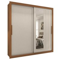 Guarda Roupa Casal 2 Portas de Correr Com Espelho Trian 220 cm Cinamomo Areia ZANZ