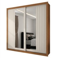 Guarda Roupa Casal 2 Portas De Correr Com Espelho Versale 241 cm Cinamomo Areia ZANZ