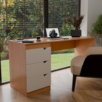 Mesa Escrivaninha Milano 3 Gavetas Freijó/Creme - Panorama Móveis
