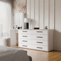 Cômoda Dublin 8 Gavetas com Espelho Branco - Panorama Móveis