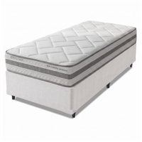 Cama Box Solteiro King Molas Ensacadas Prisma 96x203x60cm Herval - Suporta até 110 kg Cinza/Branco