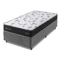 Cama Box Solteiro Espuma AG65 Double Face Belga 88x188x57cm Herval - Suporta até 150kg Preto/Cinza