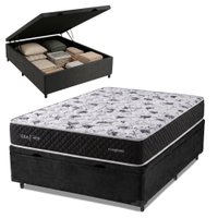 Cama Box Baú Casal Espuma AG65 Double Face Belga 138x188x60cm Herval - Suporta até 150kg por pessoa Preto