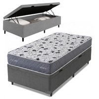Cama Box Baú Solteiro Double Face AG65 Eclipse 88x188x61cm Herval - Suporta até 150kg Cinza
