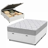 Cama Box Baú Casal Double Face 100% D33 Edén 138x188x58cm Herval - Suporta até 100kg por pessoa Cinza/Branco