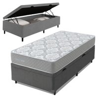 Cama Box Baú Solteiro Double Face 100% D33 Edén 88x188x58cm Herval - Suporta até 100kg Cinza