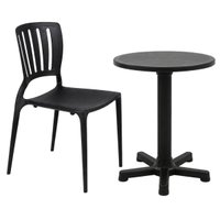 Jogo Mesa Redonda com 6 Cadeiras Tramontina Preto Plástico Resistente Jardim Área Externa Varanda