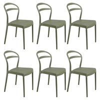 Jogo 6 Cadeiras Plásticas Tramontina Summa Lia Verde Oliva Sem Braços Empilhável Jardim Cozinha