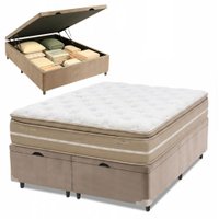 Cama Box Baú King Espuma Pillow Top Lord 193x203x71cm Herval - Suporta até 150 kg por pessoa