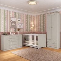 Quarto de Bebê Completo com Berço Americano 3 em 1 p/Colchão 130x70cm Encanto Multimóveis MP4593 - Off White
