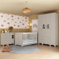 Quarto de Bebê Completo com Berço Americano 3 em 1 Colchão Incluso Ternura Multimóveis MP4663 - Off White