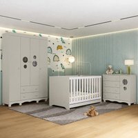 Quarto de Bebê Completo com Berço Americano 3 em 1 Suspiro Multimóveis MP4616 - Off White
