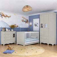 Quarto de Bebê Completo com Berço Americano 3 em 1 Ternura Multimóveis MP4655 - Off White