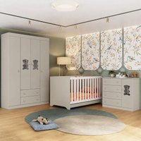 Quarto de Bebê Completo com Berço Americano 3 em 1 Colchão Incluso Teddy Multimóveis MP4660 - Off White