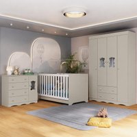 Quarto de Bebê Completo com Berço Americano 3 em 1 Colchão Incluso Doçura Multimóveis MP4662 - Off White