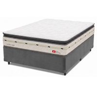 Cama Box Casal Molas Ensacadas Orion 138x188x70cm Herval - Suporta até 150 kg por pessoa Branco / Cinza